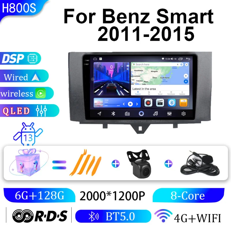 

For Mercedes Benz Smart 2011-2015 Car Intelligent Systems Android Car Player GPS WIFI Carplay 4G Car Radio Navigation Stereo