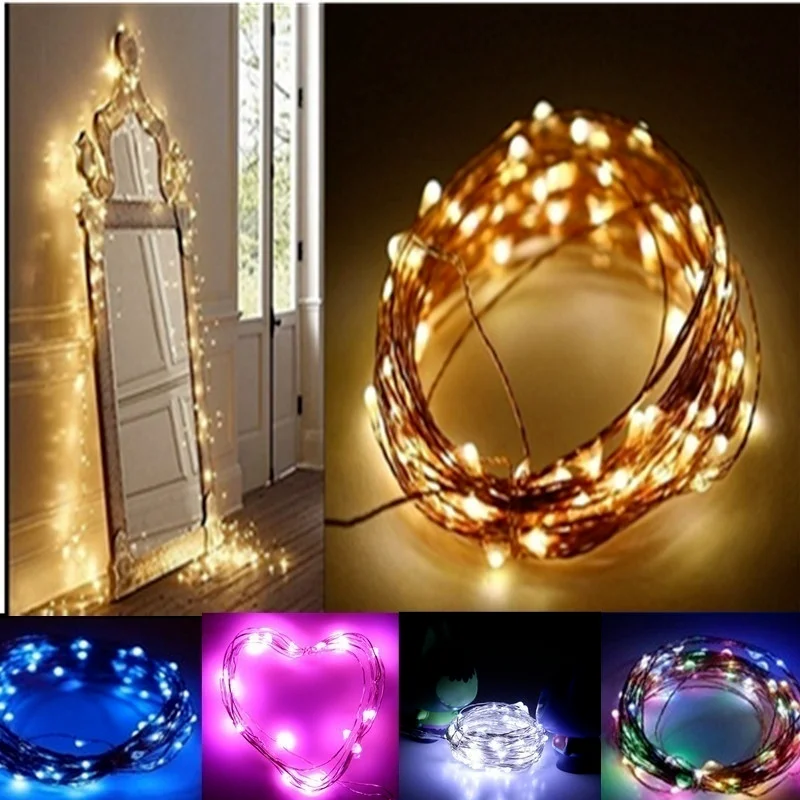 Mini LED Fairy String Lights 1/3m Flexible Copper Wire Decorative Twinkle Lamps For Xmas Tree Wedding Gifts Bedroom Party Decor