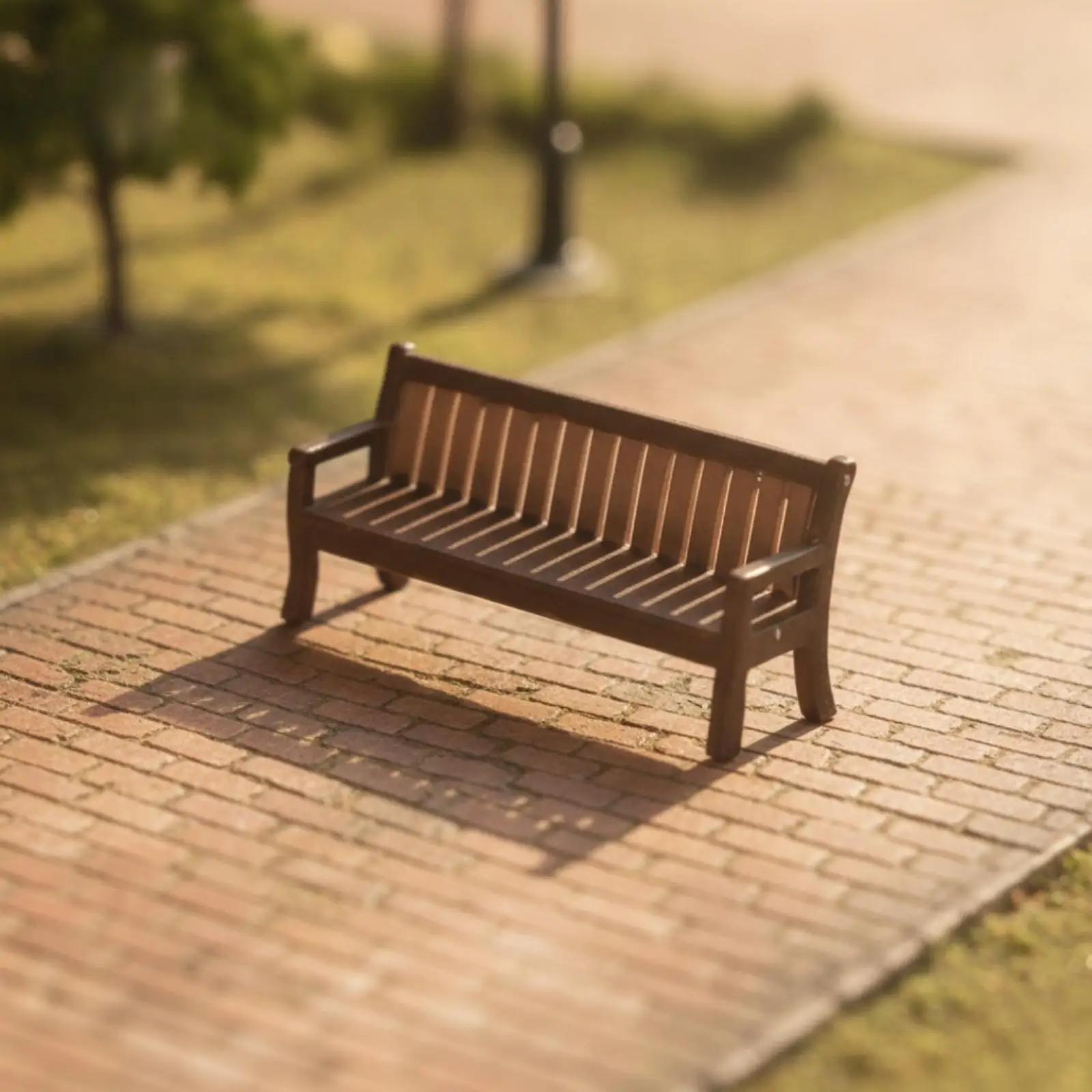 Miniature Park Bench 1/64 Scale Park Bench Model Furniture Wood-Look Slatted for Hobbyists, Dioramas, Tabletop Displays