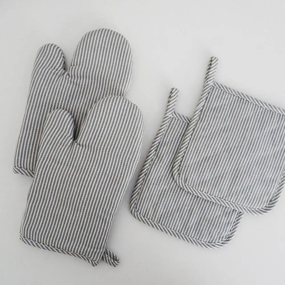 Guantes de algodón antideslizantes para horno, manoplas gruesas resistentes al desgaste, suministros para el hogar, 3 unidades por juego