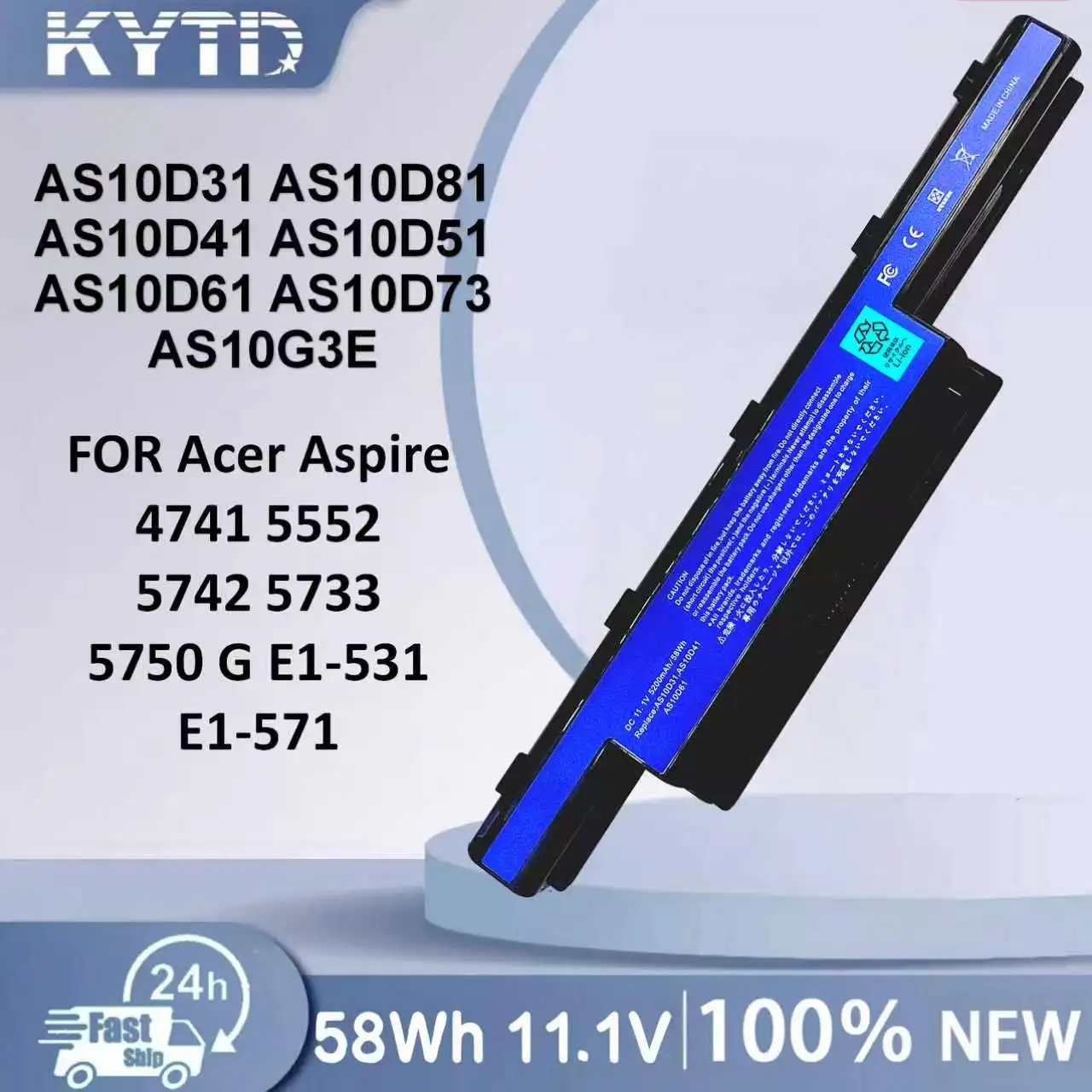 KYTD AS10D31 Laptop Battery For Acer 5742 4551G 4741G 5560G 5741G 5742G 5750G 7750G 7760G AS10D51 AS10D71 AS10D81 AS10D73 11.1V