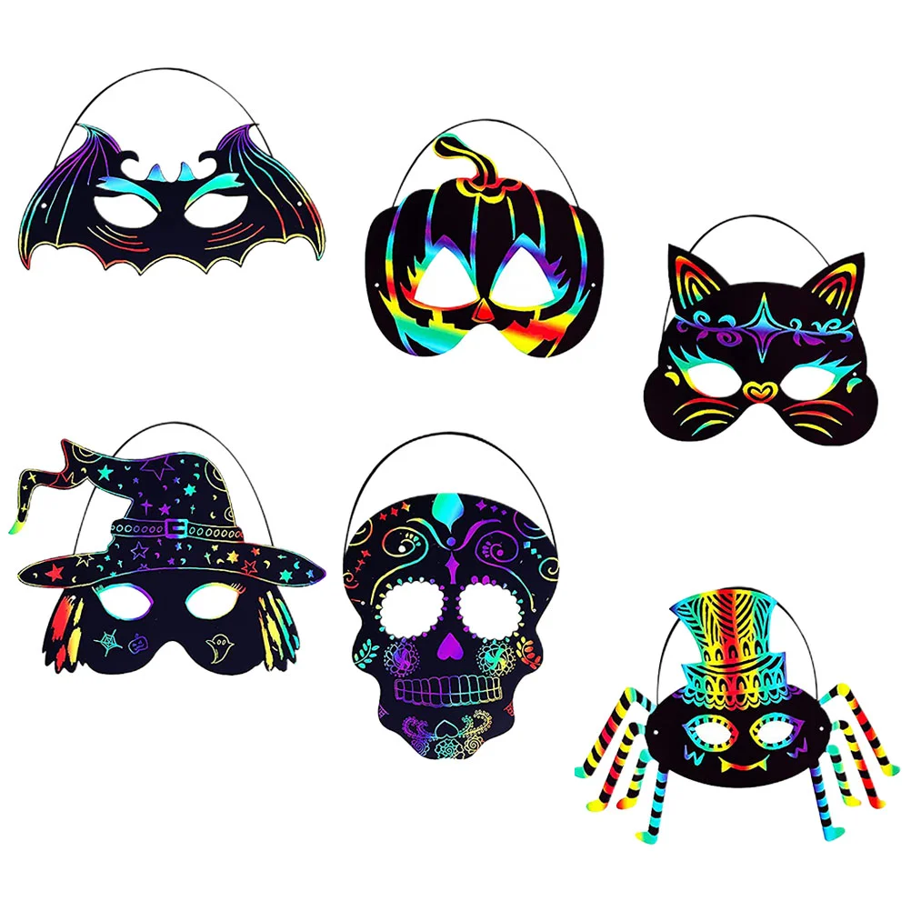 Scratch off Mask Kids DIY Accessory Children Paper Festival Crafts Multi-function Halloween Decorative Party Delicate