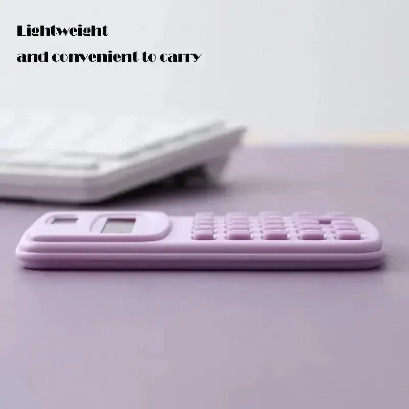 휴대용 태양 계산기 초등 학생을위한 귀여운 8 자리 LCD 전자 홈 오피스 계산기 1Pcs