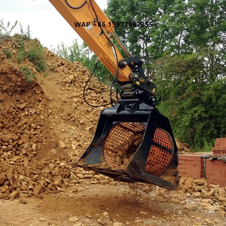 

Manufacturers Customize Hardened Steel Excavator Accessories for Construction Works Screen Fine Sand Gravel Rotary Bucket