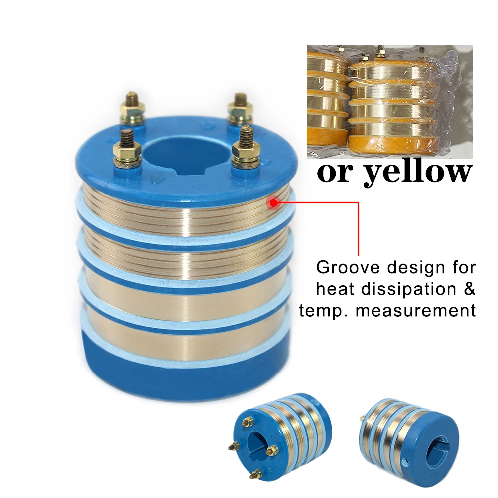 Jumpasit Anel coletor de escova de carbono com 4 circuitos, conectores de cobre multicamadas de junta elétrica rotativa de 8 mm (somente mola deslizante)