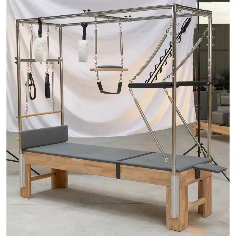 

YTYIN Multi-Functional Oak Wood Pilates Reformer Bundle Stretch Yoga Training Gym Equipment