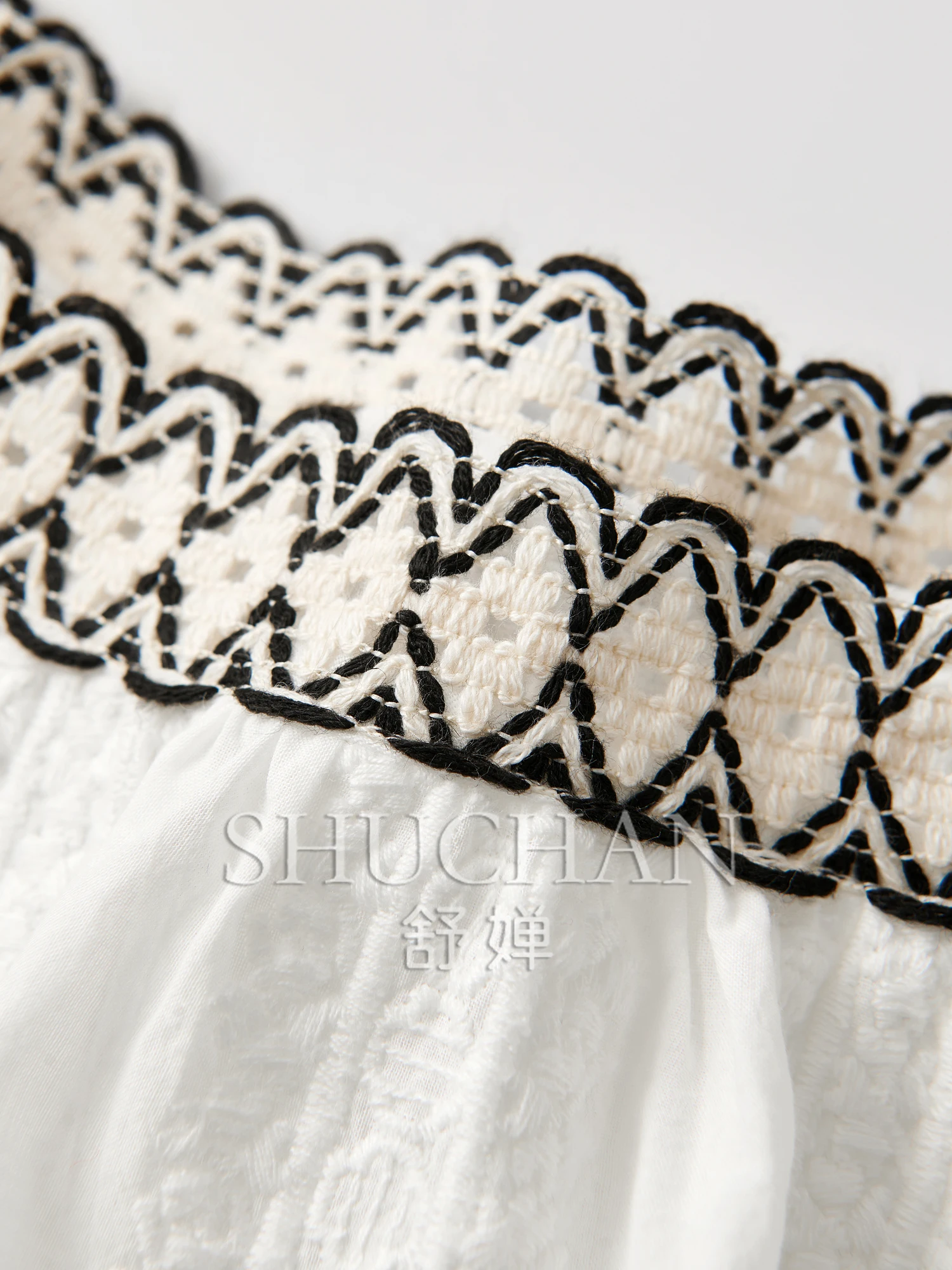 100% Cotton Heavy Industry Embroidery Crochet Exquisite U-neck Blouse Women 2025 Summer Women Tops