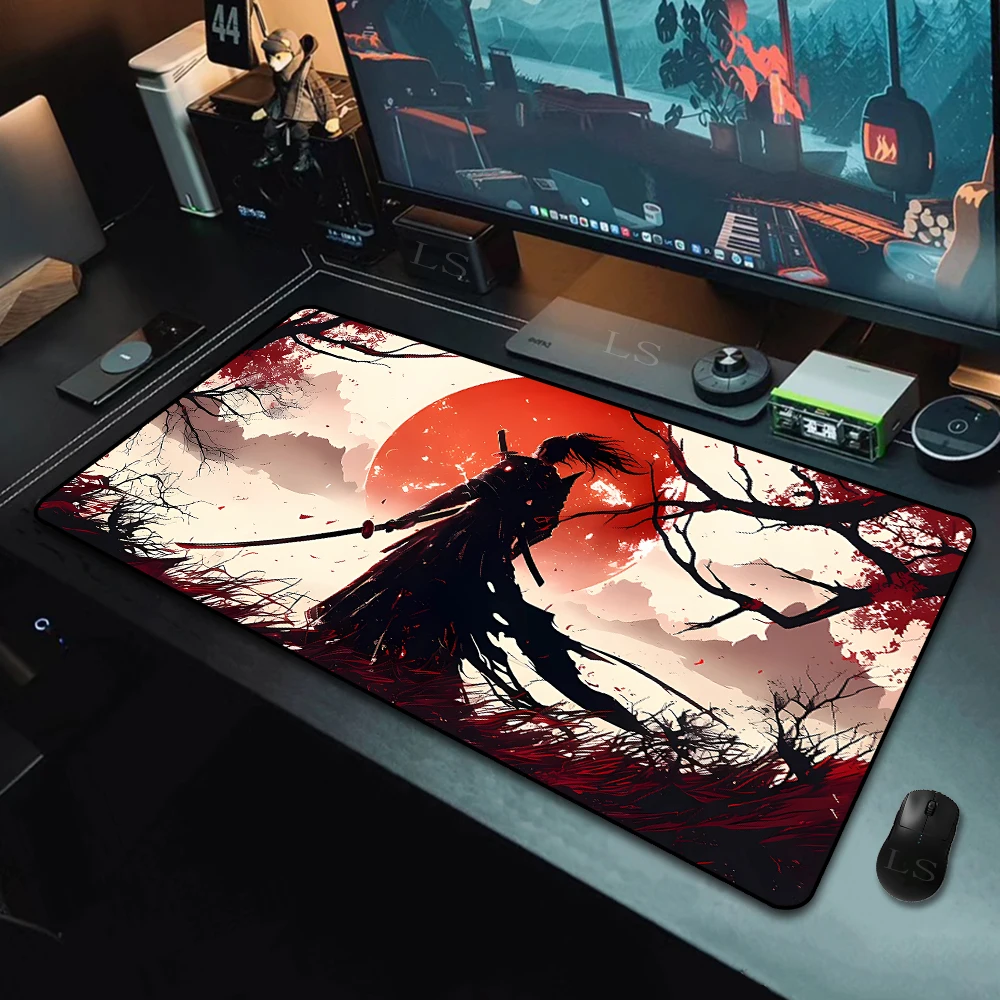 

40*90 см игровой коврик для мыши Samurai Oni, японская маска, настольный коврик для девочек, большой геймерский профессиональный коврик для мыши премиум-класса, аксессуары для контроля скорости