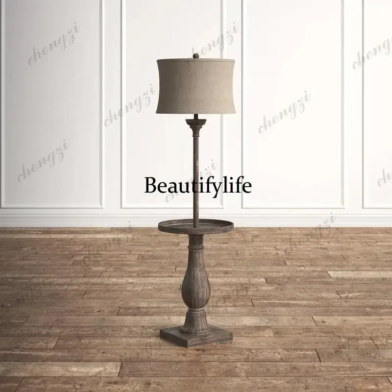 M138 Retro solid wood floor lamp American country style bedroom lamp vertical lamp living room dining room floor
