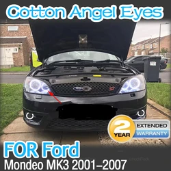 Stylizacja samochodu Dwukolorowe białe żółte pierścienie LED Bawełniane światło dla FORD Mondeo 3 MK3 2001-2007 LED SMD Angel Eyes Kit Lamps