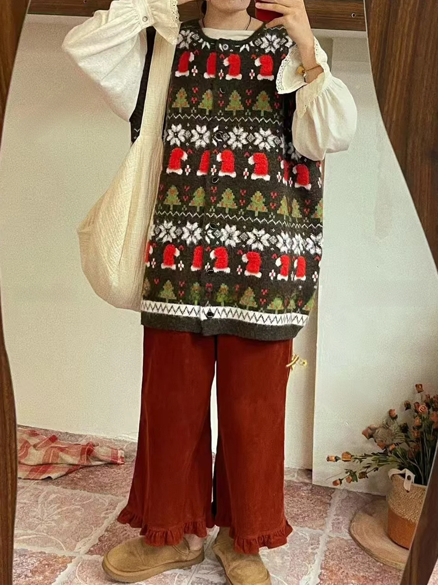

Autumn Winter Knitted Sweater Vest plus Size Women's Faion Commute Sle Cisas Series Coffee Color Warm Thiened Coat