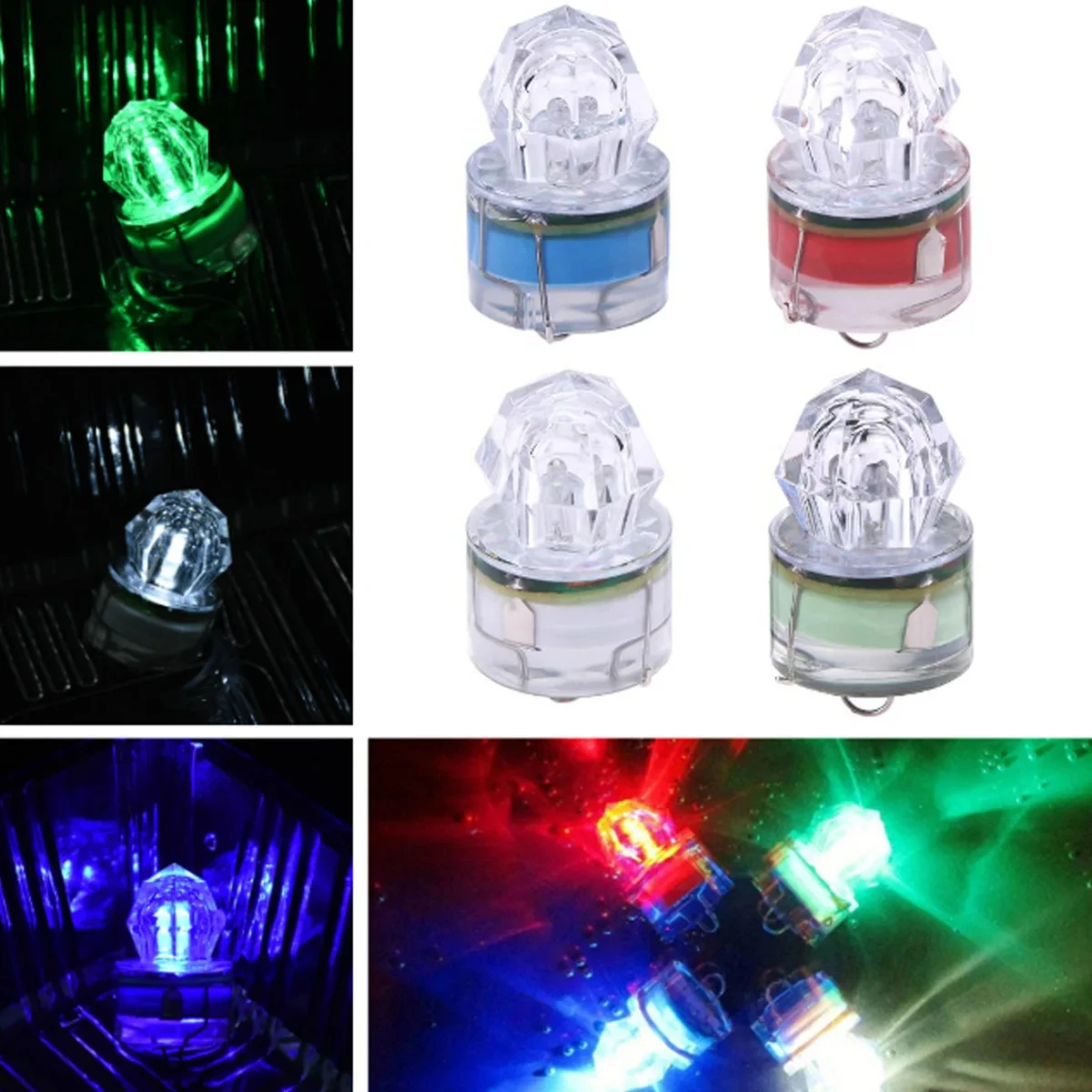 10pcs/Set Mini LED Waterproof Fishing Bait Light LED Deep Drop Underwater Lure Lighting Waterproof Fishing Bait Light Lure Squid