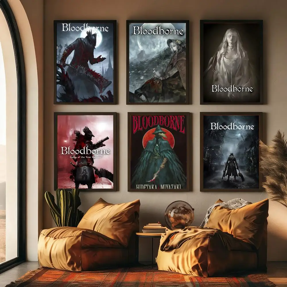 Gothic Game B-Bloodborne Painting Calligraphy Canvas Poster Hallway Bedroom Living Room Home bar Decoration interior Wall