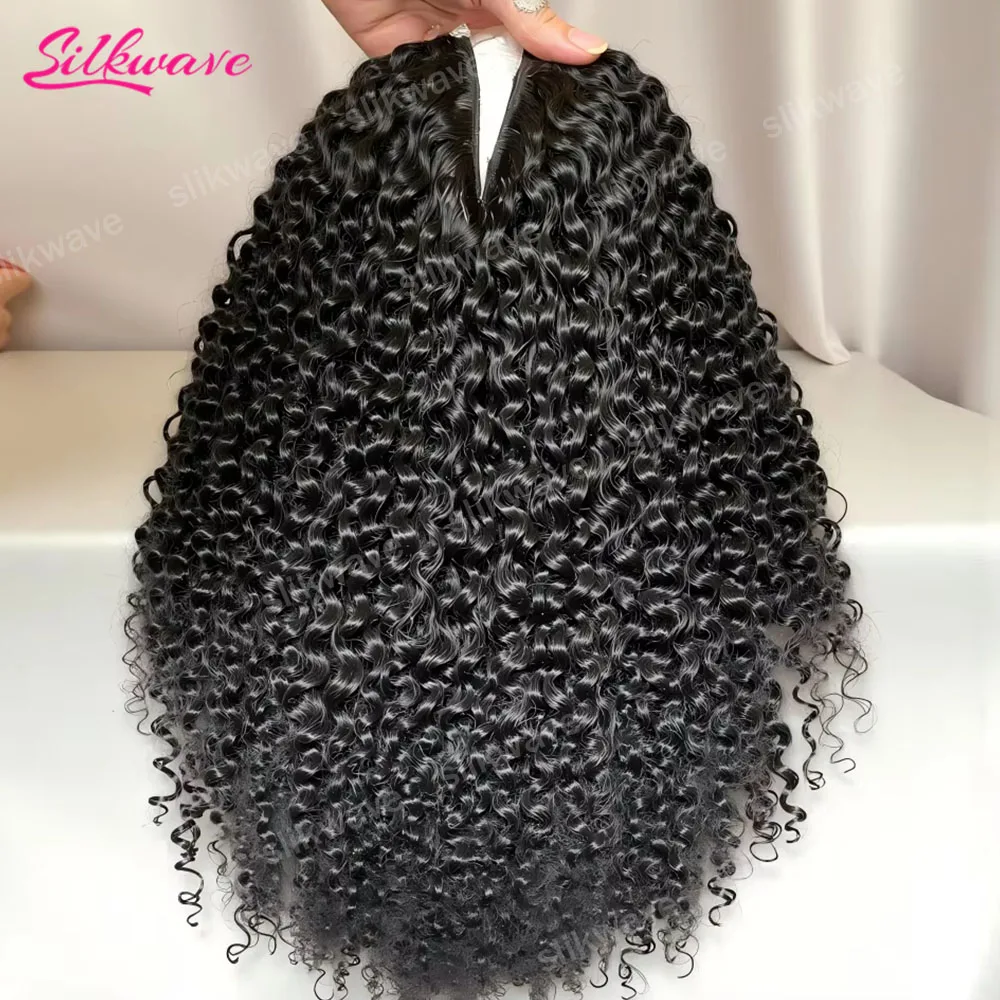 

Кудрявый парик с V-образным вырезом из натуральных волос, для начинающих, плотность 200%, машинная работа, без клея, для женщин, натуральный цвет