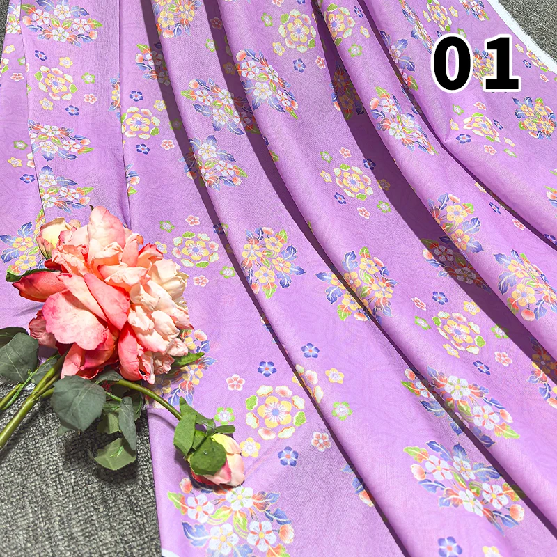 100X150CM Tang Dynasty Ancient Style Group Flower Printing Fabric DIY Sewing Hanfu Dress Stage Costume Crafts Fabric