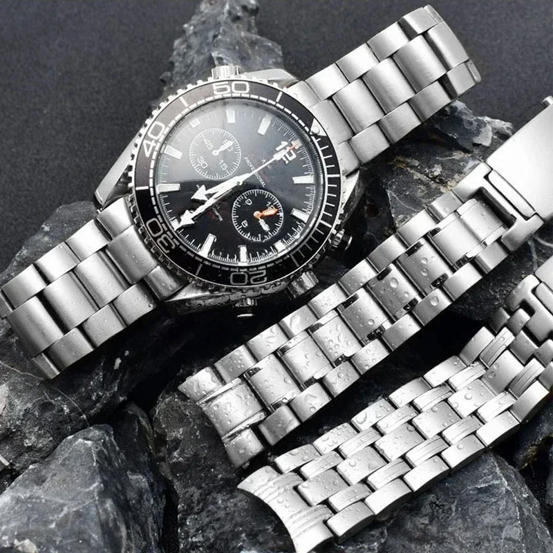904L Stainless steel watchband 18mm 20mm 22mm Silver Watch Band For omega strap seamaster speedmaster planet ocean Bracelet
