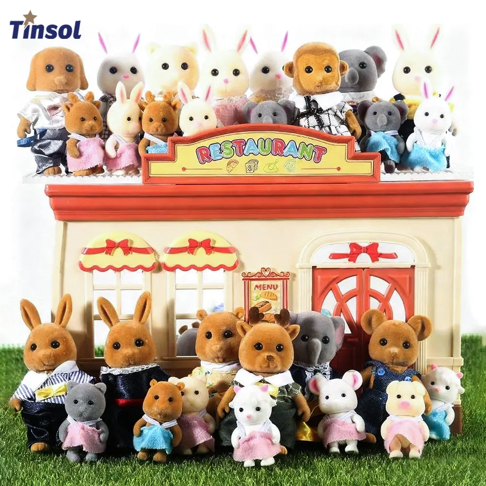 TINSOL 2025 nouveau modèle simulé forêt lapin famille bricolage ensemble de jouets Mini lapin et ours poupées enfants Playset cadeau de noël