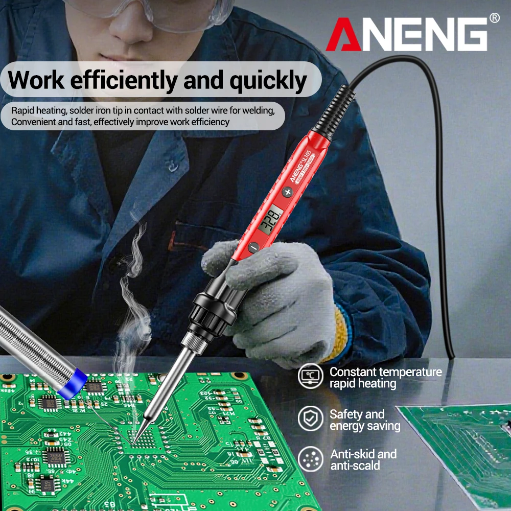 ANENG SL104/SL105 60W Adjustable Temperature Soldering Iron Portable Welding Tool for Electronic PCB Repair DIY Hand‑Solder Work