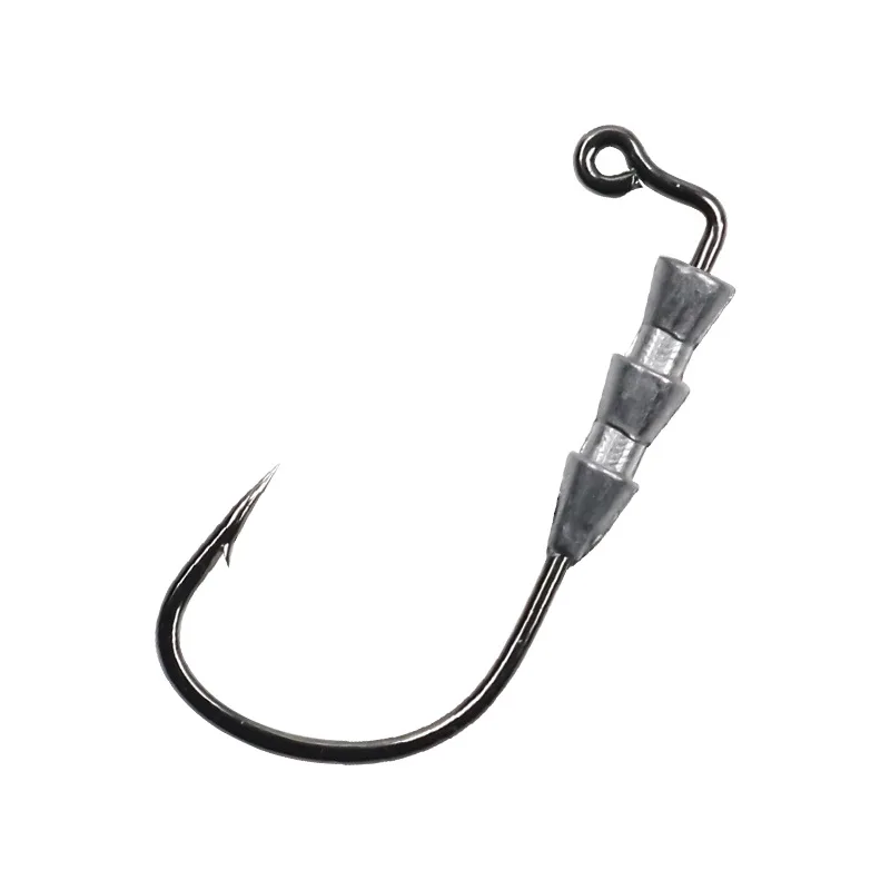 Fishing Worm Hook Lock Lure Hide Soft Bait Fishhooks High Carbon Steel Hooks with Lead Weight Lot 5 Pieces SALE