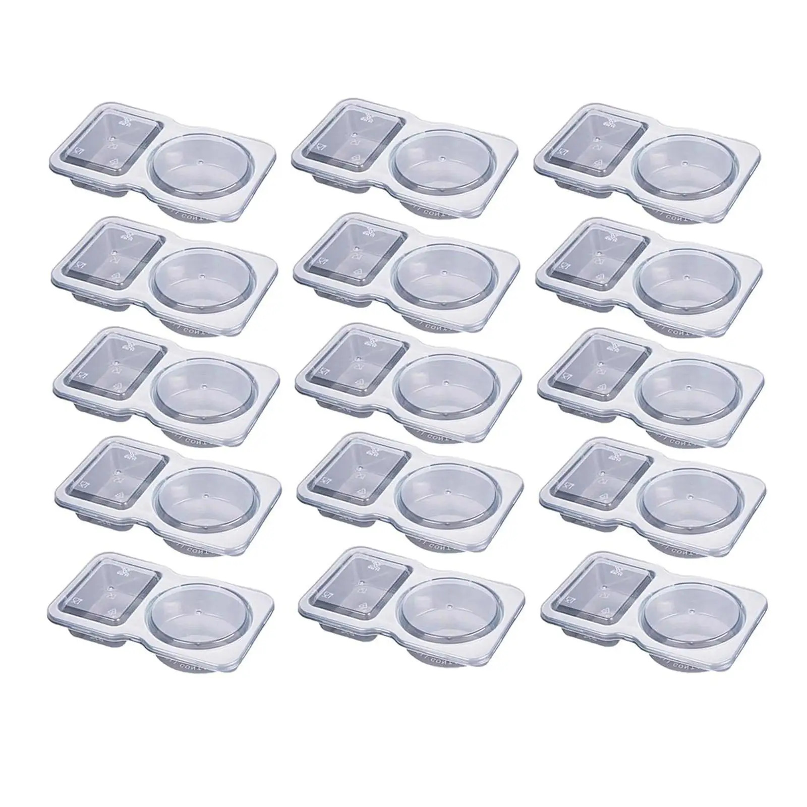 15Pcs Double Compartment Condiment Container Storage Transparent Divided Stackable with Lids for Home Snack Picnic Work Go Sauce