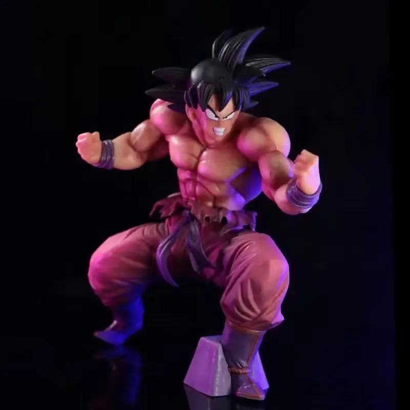 Anime Dragon Ball Figures Triple Kaiouken Black Haired Goku Squatting Posture Figurines Statue Doll Model Kids Toys Fans Gifts