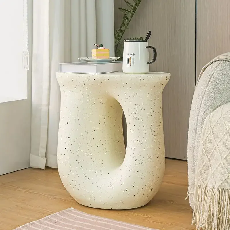 Creative Cream Bedside Small Side Table Bedrooms Living Room Sofa Coffee Table Light Luxury Simple Wabi Sabi Minimalist