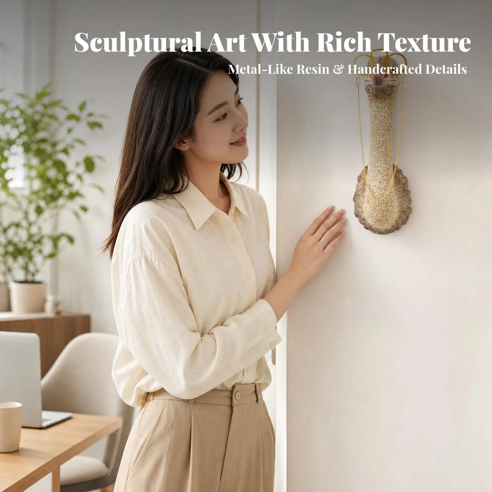 Synthetic Resin Feathered Friend Wall Decor Sculptural Feathered Friend Head Wall Mount with Glasses Whimsical for Entryway,