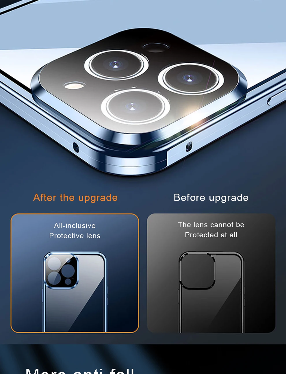 360 ° Vollständiger Schutz aus Metall, magnetisch, doppelseitig, Glas-Snap-Lock-Hülle für iPhone 16 Pro Max, 14, 12, 11, 13, 15 Pro Max, Stoßstangenabdeckung – Detail 4