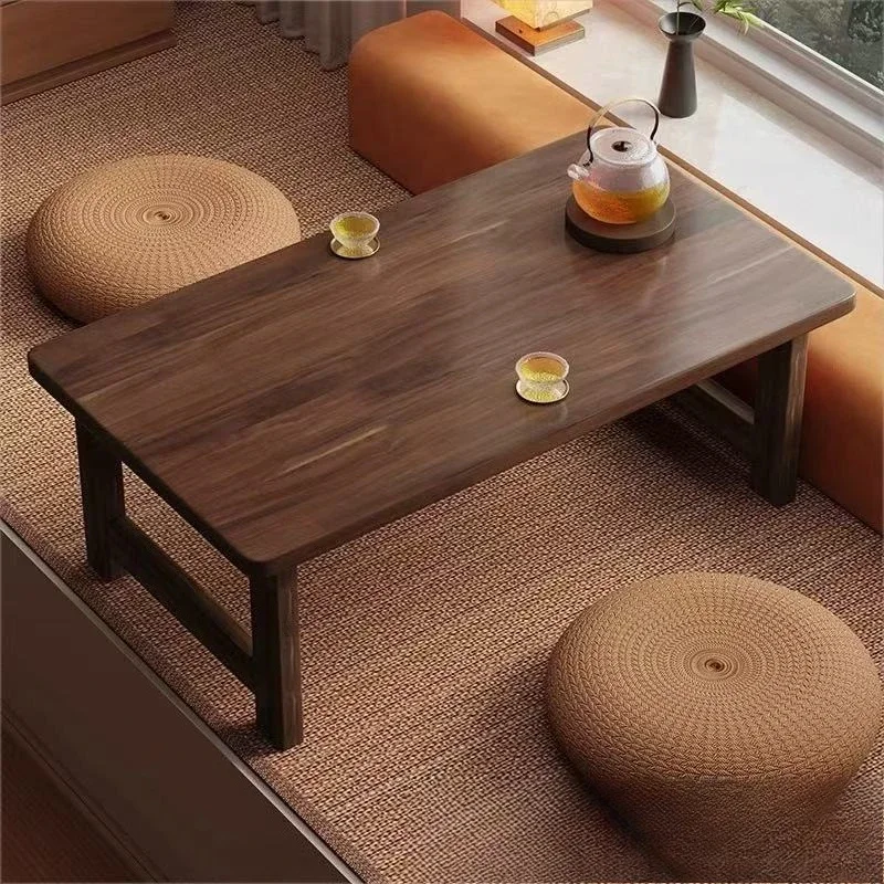 Chinese folding small household balcony bay window table kang low dining tatami coffee tea table bed