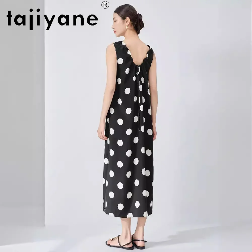 TAJIYANE 93% Mulberry Silk 26 Momme Dresses 2024 Women Elegant Sleeveless Long Dresses Summer Dress Womans Clothing 여성여름원피스