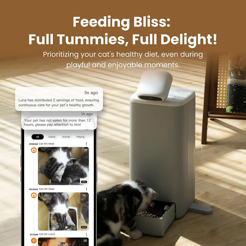 Automatic Cat Feeder App Remote Control Pet Food Dispenser Smart Dog Feeder with 360° View Camera 1080P HD Video Night Vision