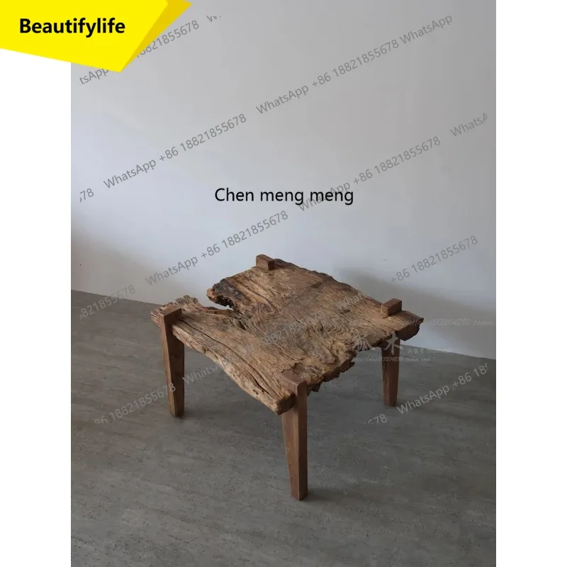 a17 Weathered natural texture coffee table wabi sand wind retro special-shaped dining table dual-purpose living room B & B