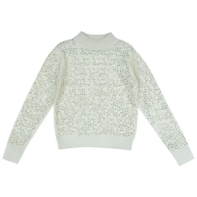 Autumn Winter 2022 Women Mori Kei Girls Fashion Vintage Cute White Cool Bling Bling  Soft Woolen Blends Pullover Sweaters