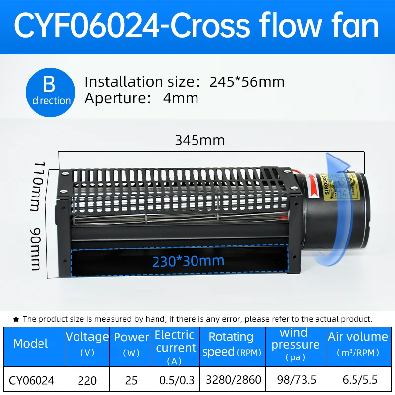 CYF6024 Long Cross-Flow Fan Drum Fan Wave Soldering Reflow Fan 220V/240V Powerful Cheap Heating Energy Saving