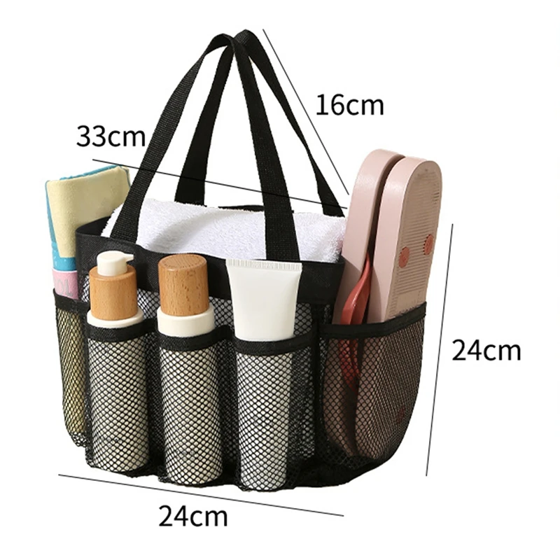 2Pcs Mesh Shower Stand Suitable For University Dormitory, Bathroom, Gym And Travel, Black