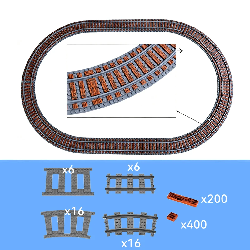 MOC Multiple Angle Curved Tracks Circular Track Railroad Train Building Blocks DIY Bricks Toys Rail Car Compatible With LEGO