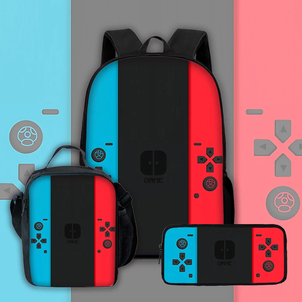 Games Console Child School Backpack with Lunch Bags ,Pencil Bags ,School Bags for Boys Girls Best Gift