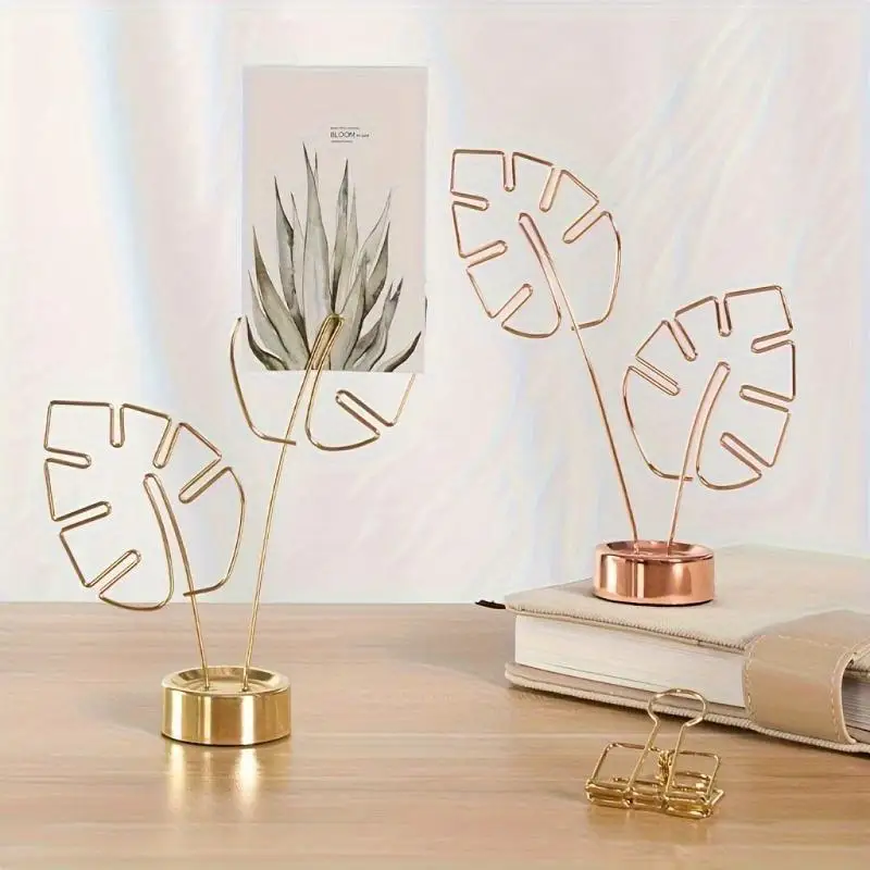 1pc Whimsical Metal Turtle Back Leaf Sticky Note Clip Nordic Desktop Business Card Holder Photo Decor