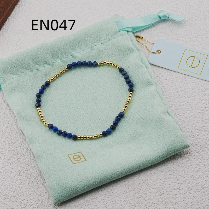 

VKVVA Fashion Jewelry Lapis Lazuli Natural Stone and Gold-plated Bead Bracelet for Women Birthday Gifts, Unique Gift