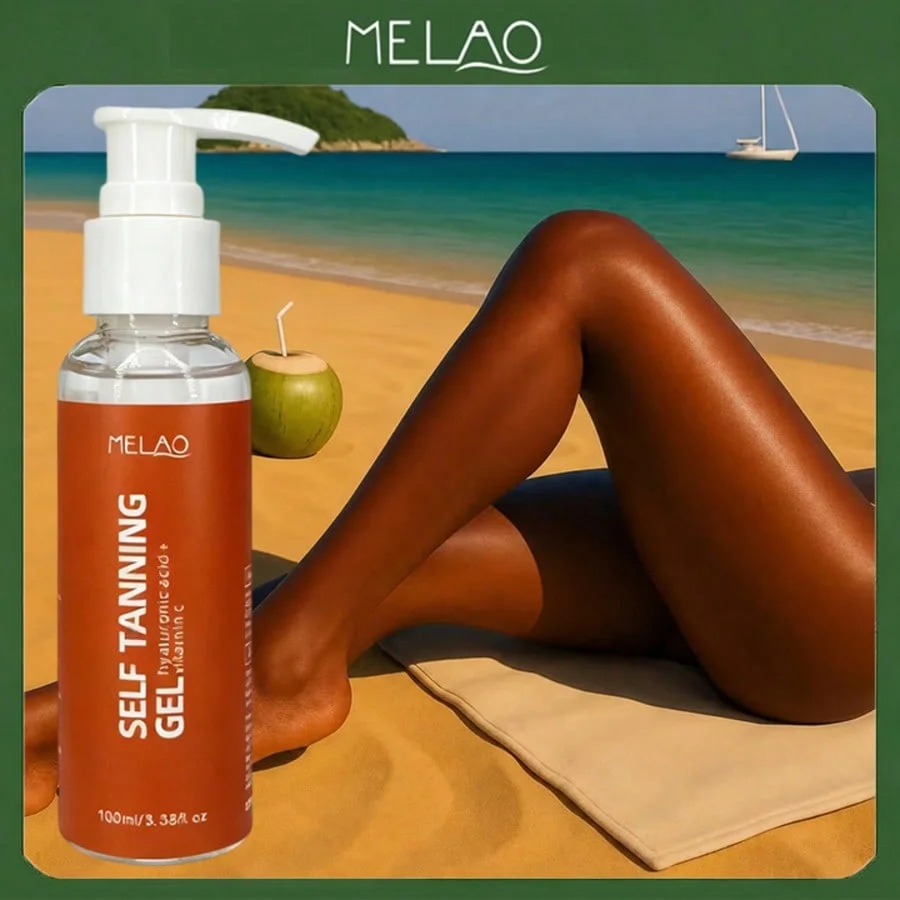 Self Tanning Gel, MELAO Self Tanning Gel with Hyaluronic Acid & Vitamin C, Gradual Natural Looking Tan, Hydrating & Glowing