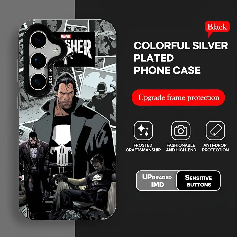 Marvel's Punisher Phone Case Celulares S25 Case IMD Colorful Phone Case Silver Cover Suitable For Amsung Galaxy S24 S23 S22 S21