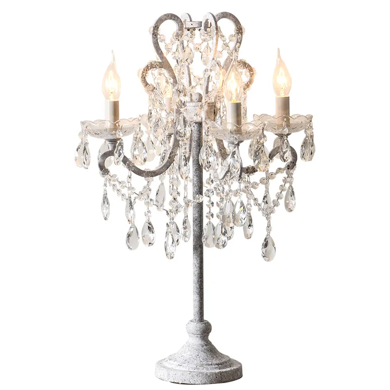 

American country table lamp living room vertical crystal table lamp