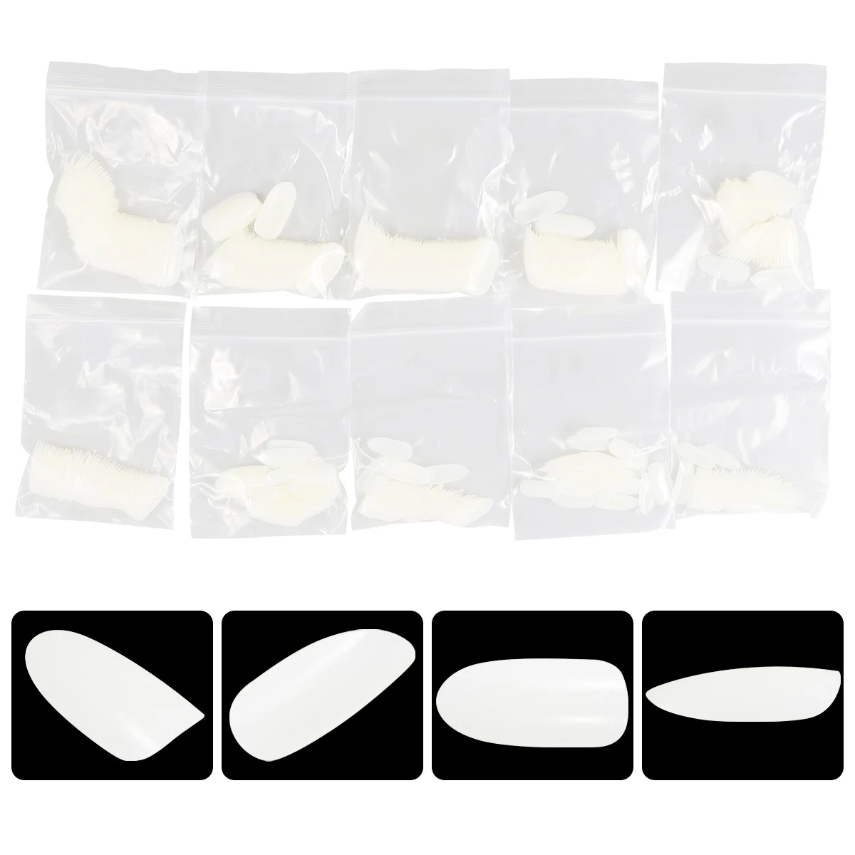

600pcs Fake Nail Patch Sticky Color Sticker Transparent Natural Art Accessories Manicure Stickers Oval Safe Plastic