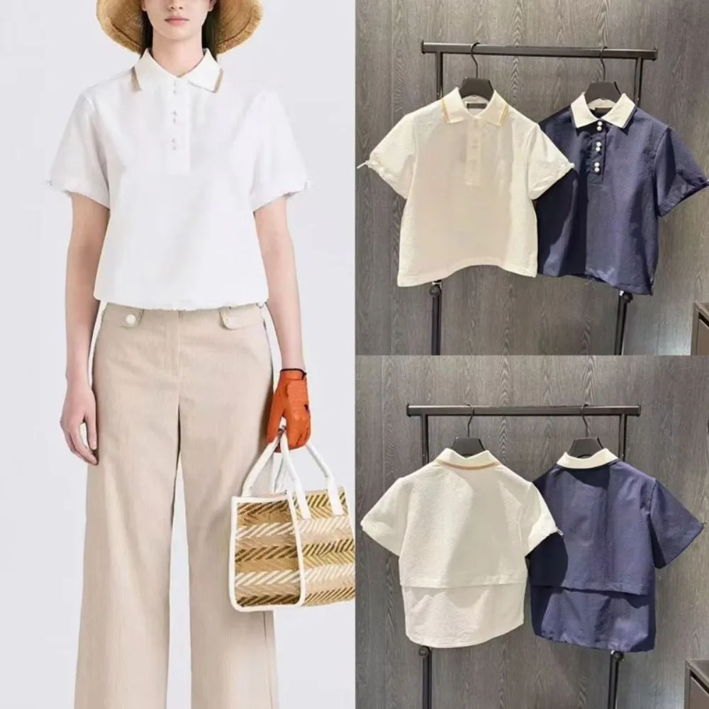 Women's Golf Polo Shirt 2026 Summer New Korean Style Youthful Outdoor Sporty Breathable Versatile Stretch Quick-Dry Casual Soft