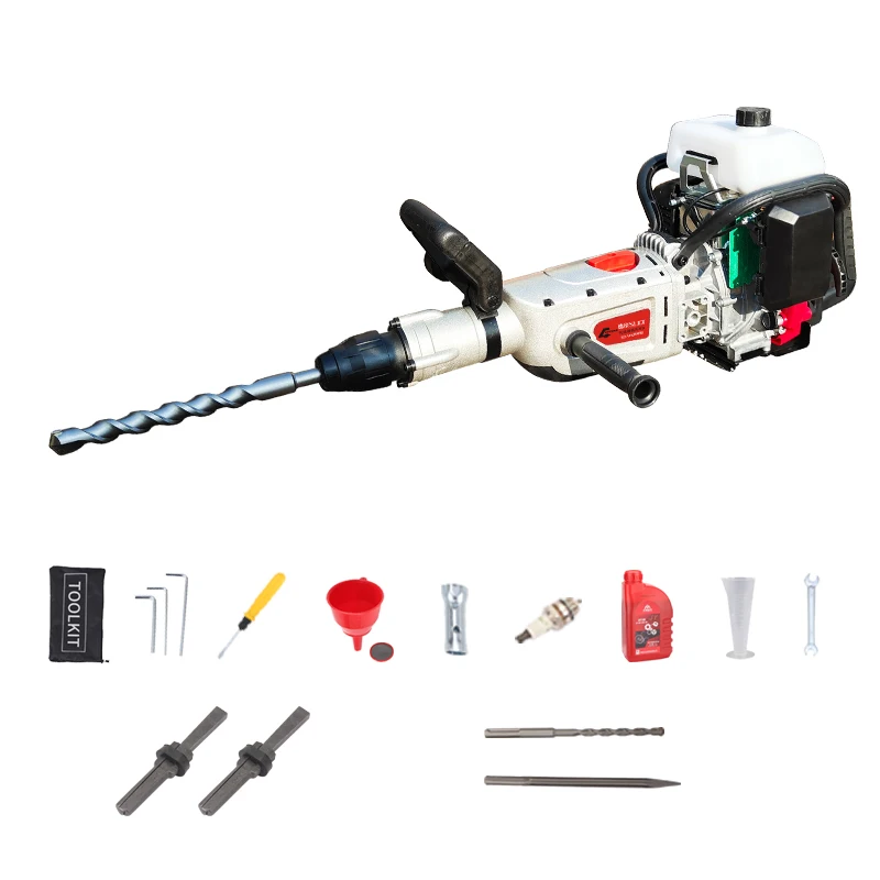 4-Stroke Multi-Functional Gasoline Pick Power Impact Hammer Air Hammer Crushing Hammer Drill 144F 68CC