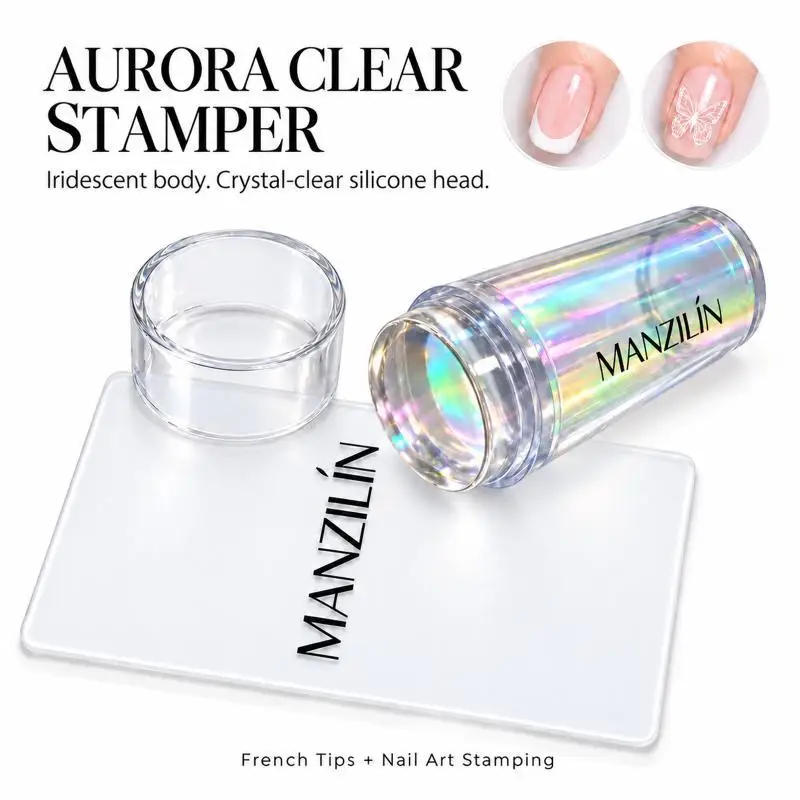 Nail Art French Tip Stamper With Clear Jelly Head Adjustable Angle Perfect For Home DIY Manicure Nail Salon Use