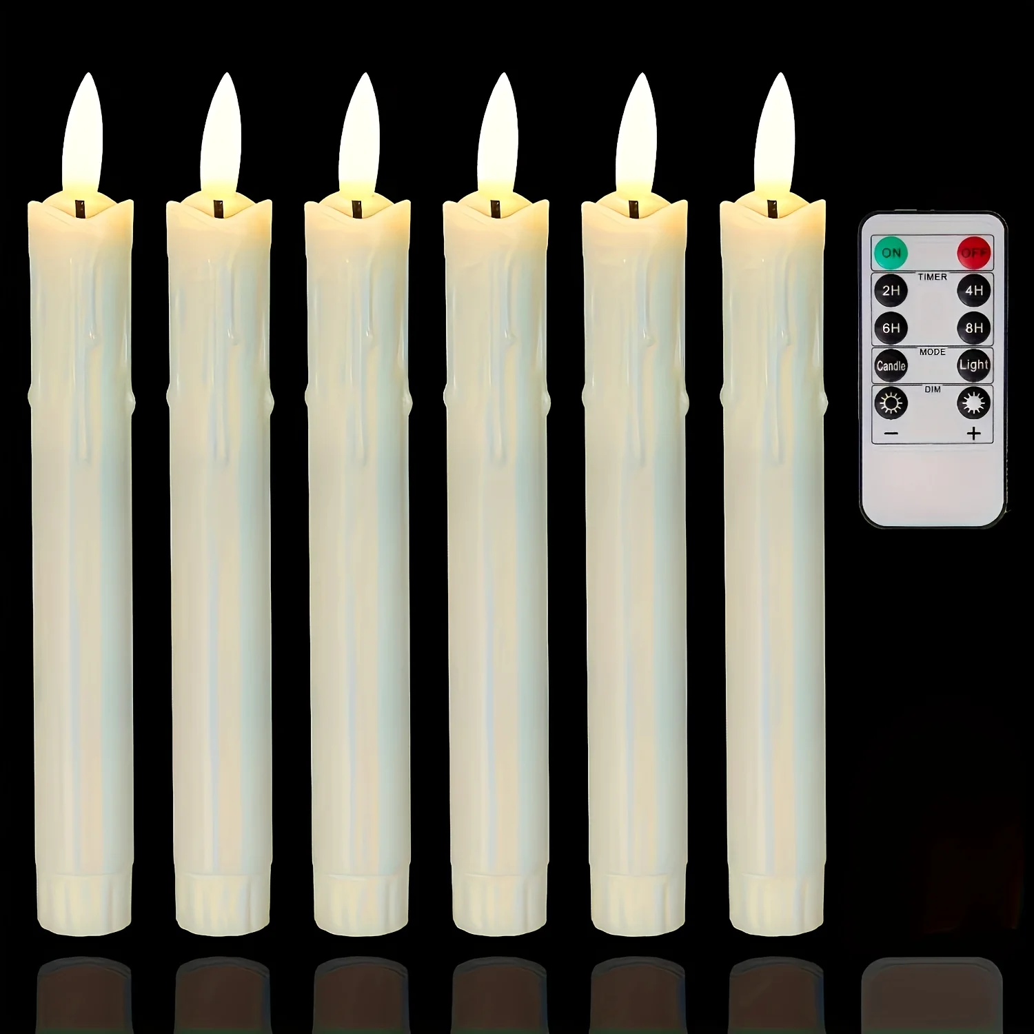 

6 Pcs Battery Operated Candles with Dimmer Remote Perfect for Christmas Halloween Decorations and Gifts