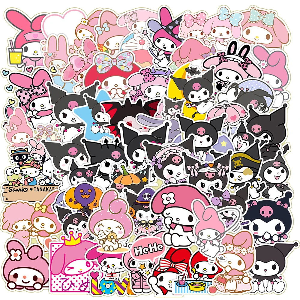 10/30/50pcs Cute Sanrio My Melody Kuromi Stickers Kawaii Girls Cartoon Decoration Decals Waterproof DIY Phone Case Guitar Car