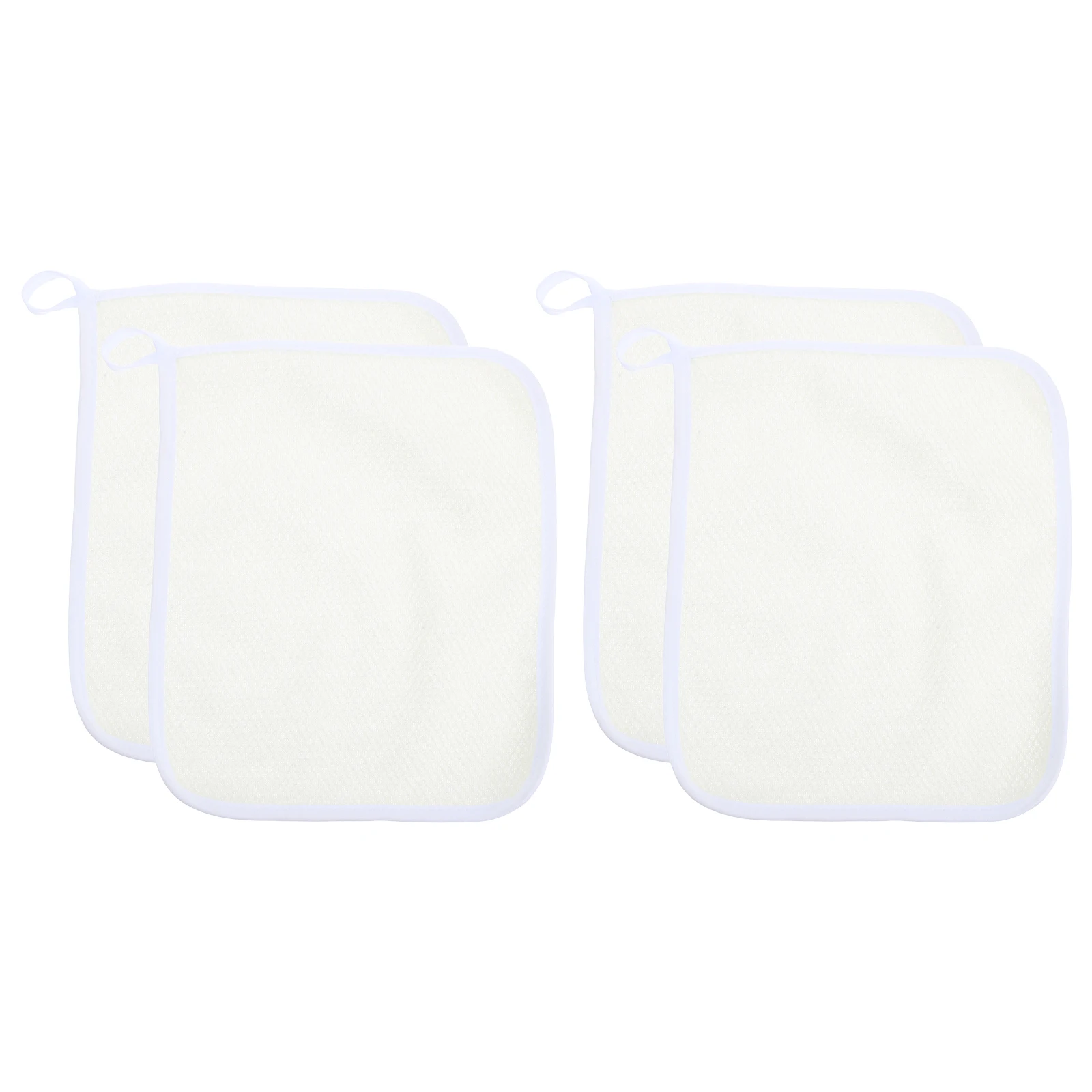 

4pcs Dual-Sided Exfoliating Wash Cloths For Shower Body Face Scrubber Bath Towels Soft Durable Massage Bathing Cloths Beige