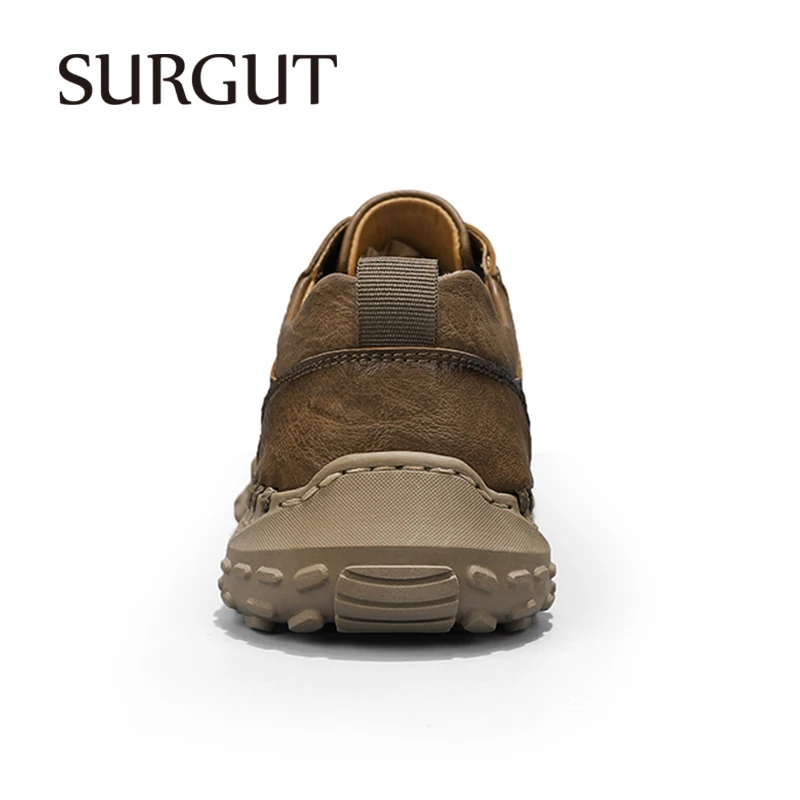 SURGUT Handmade Leather Shoes Men Casual Sneakers Driving Loafers Breathable Hot Sale High Quality Walking Luxury Men Shoes